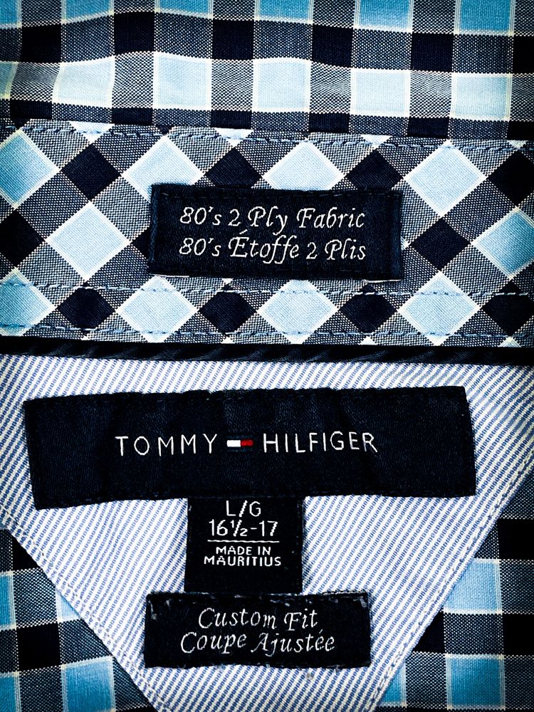 Super Tanio! Nowa Męska Niebieska Koszula «Tommy Hilfiger» w Kratę / L