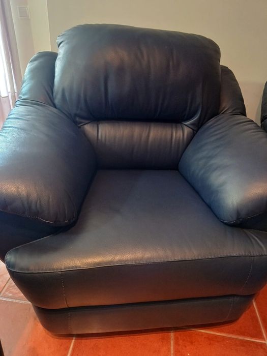 Sofás pele sintética azul