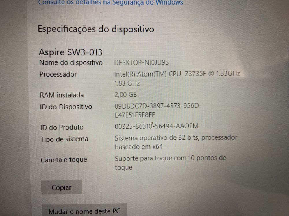 Venda urgente!!! Acer Aspire Switch 10 SW3-013