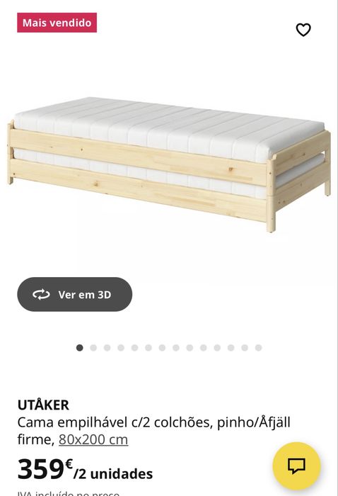 Cama dupla empilhavél IKEA utaker