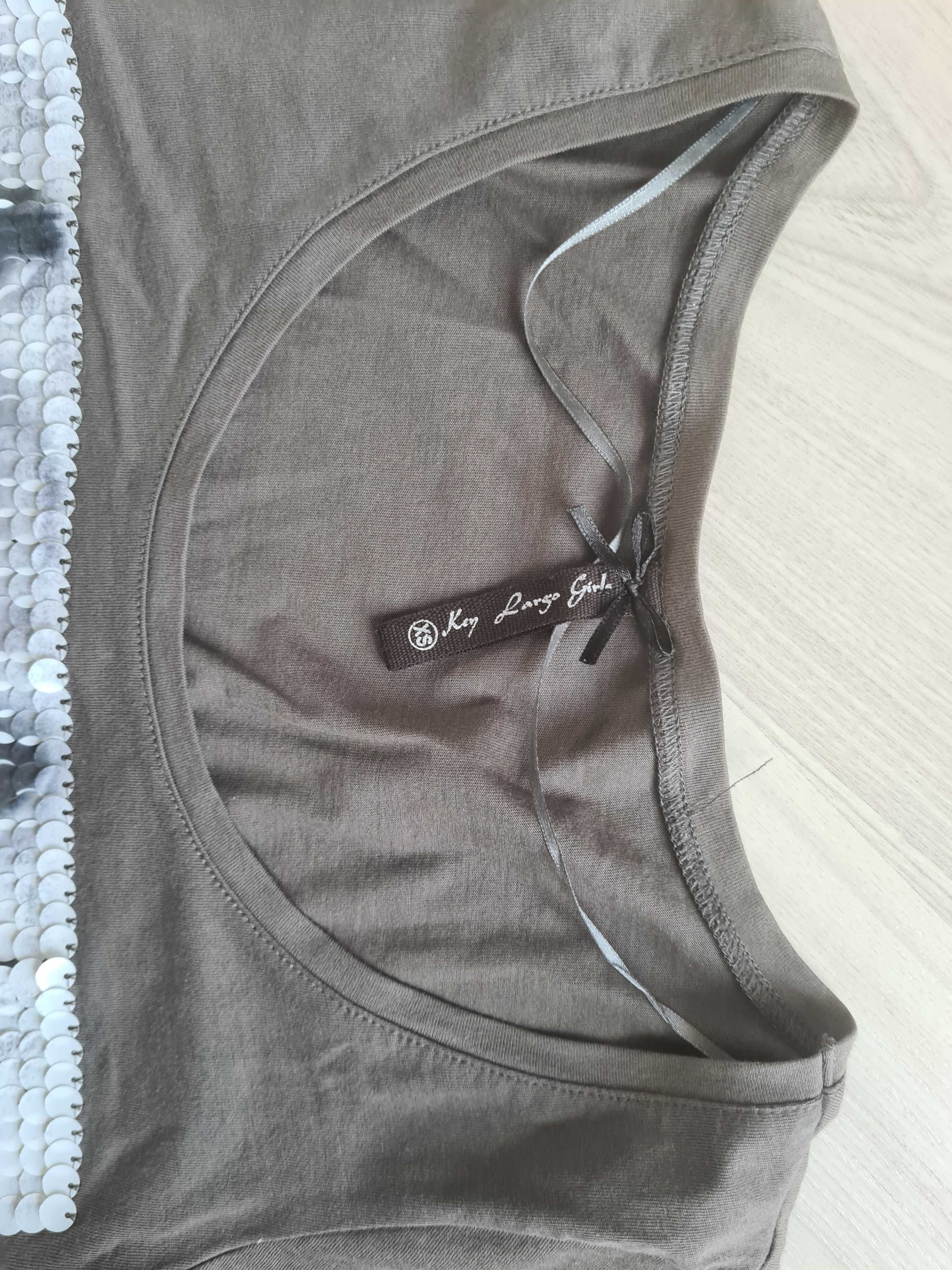 Bluzka cekiny top xs koń koszulka t-shirt szara z koniem