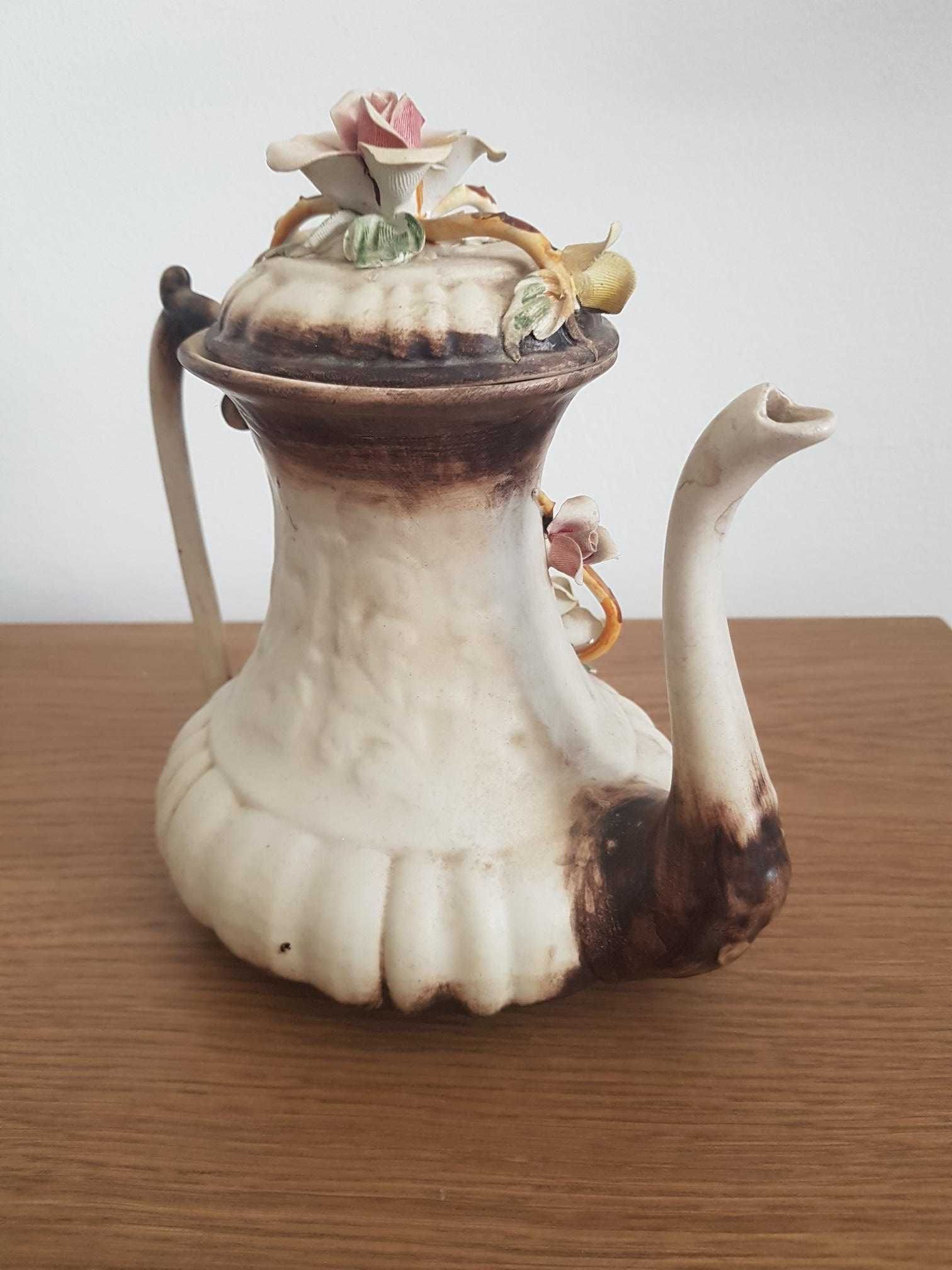 Bule Antigo Florado em Porcelana Capodimonte-Made in Italy
