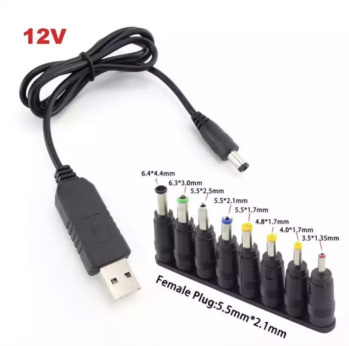 Кабель для WiFi роутерів USB 5V to DC 9V/12V + набор перехідників
