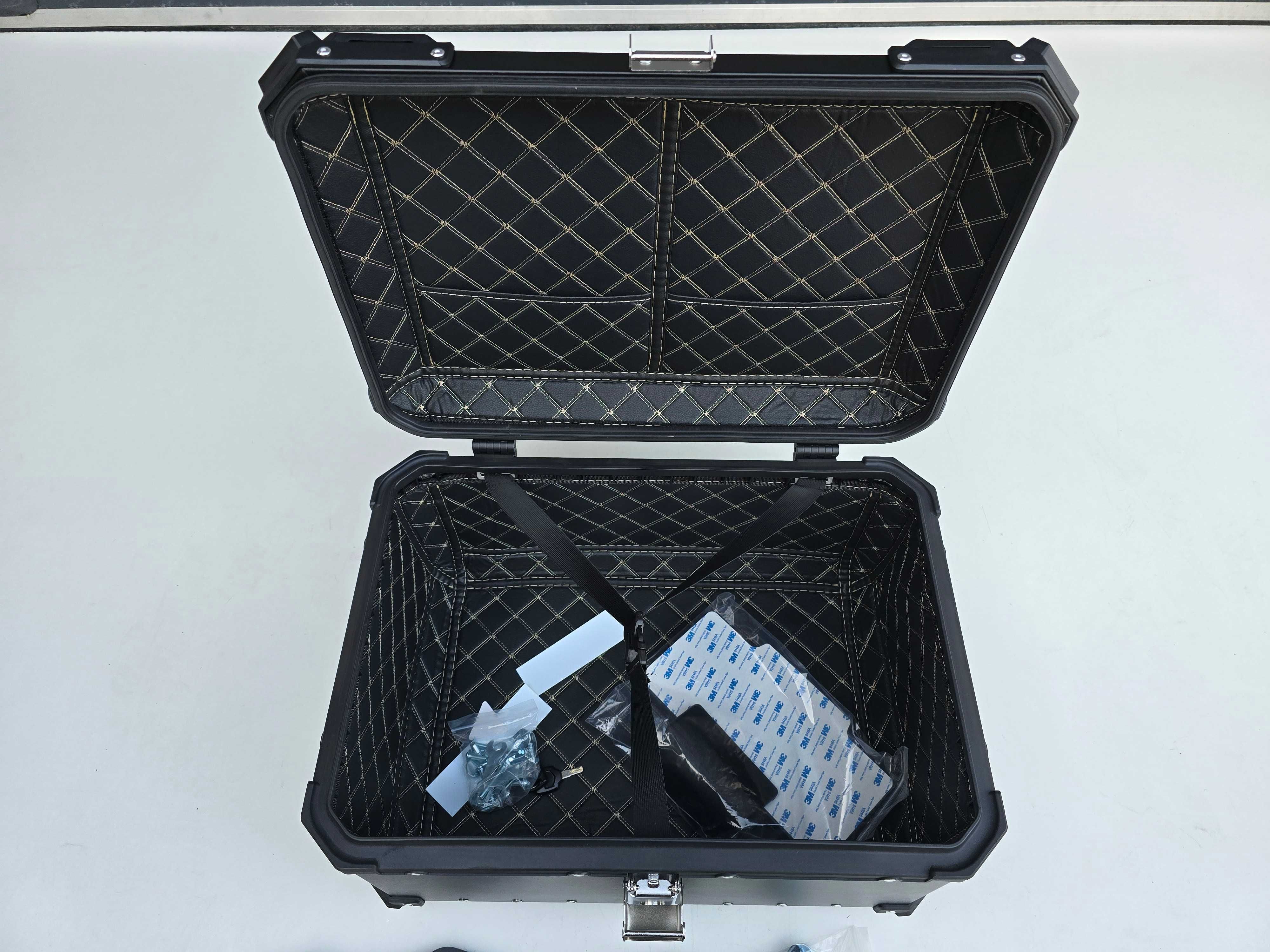KUFER CENTRALNY Motocyklowy ALUMINIOWY Czarny 65L +Płyta +Oparcie