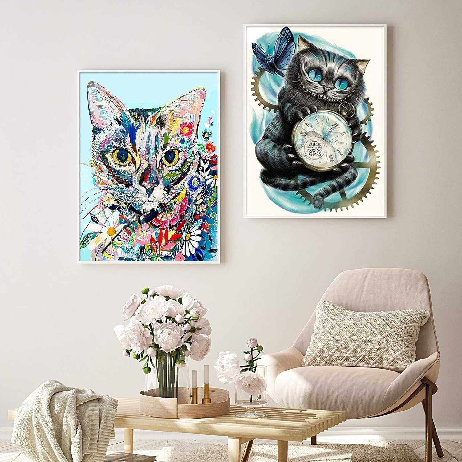 Mozaika diamentowa / haft / malowanie - 2 sztuki - Koty