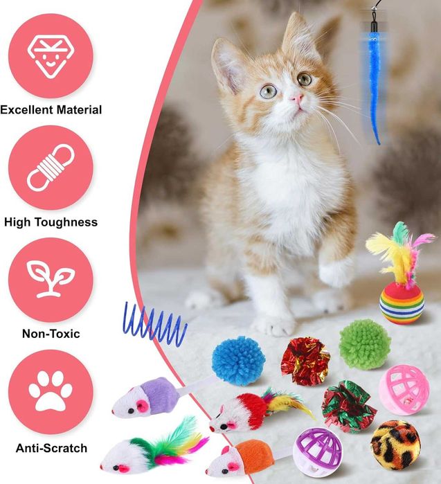 Kit brinquedos para gatos com túnel peixes bolas sinos [33 peças] NOVO