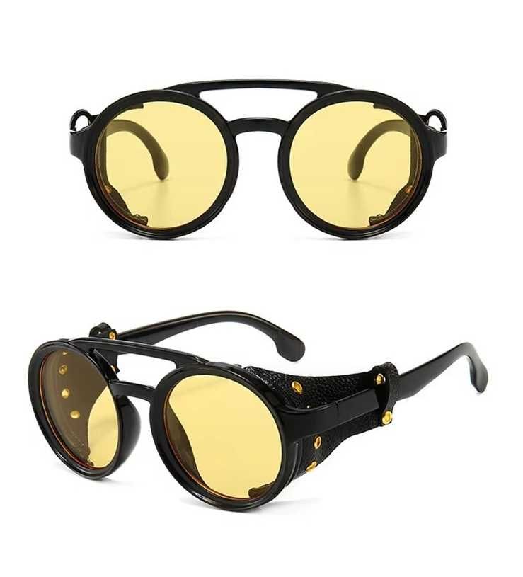 Cool&Ku Retro okulary przeciwsłoneczne Steampunk. Yellow.