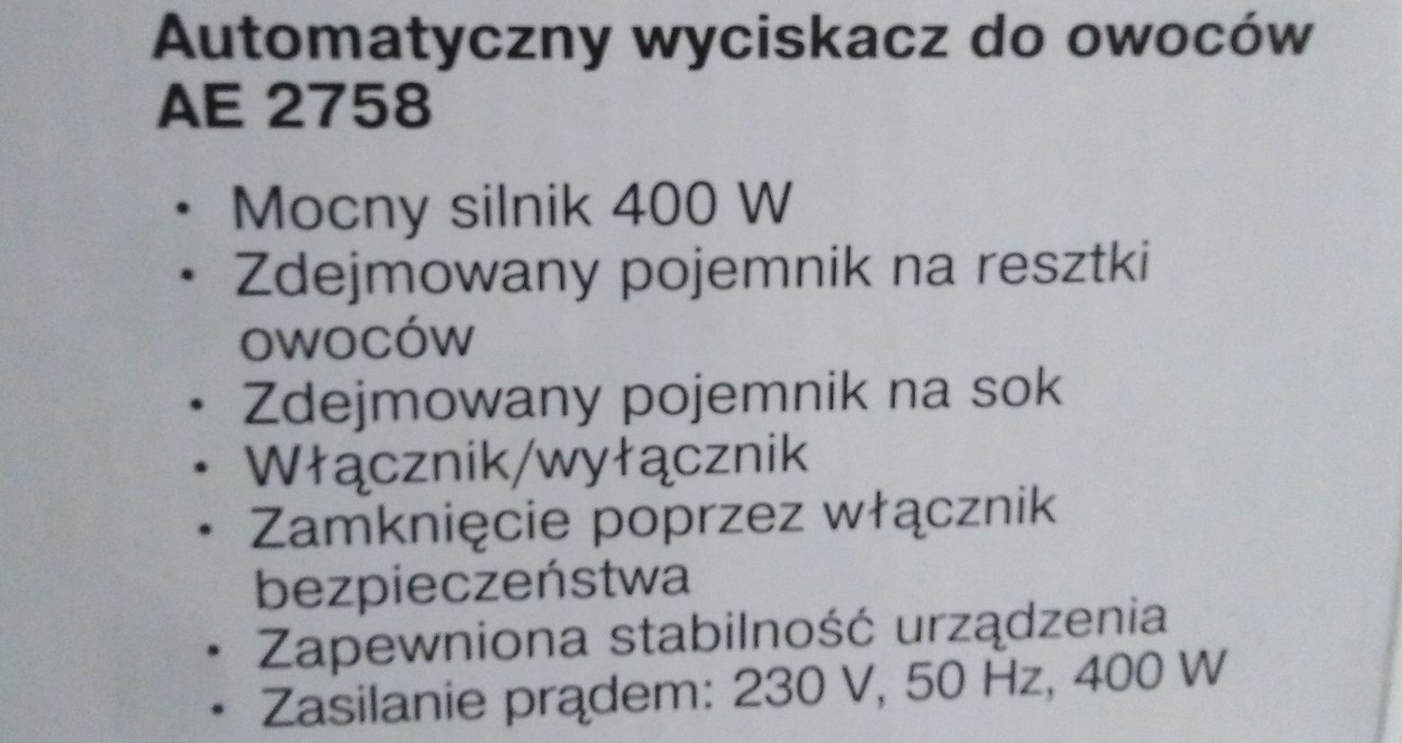 Automatyczny wyciskacz do owoców