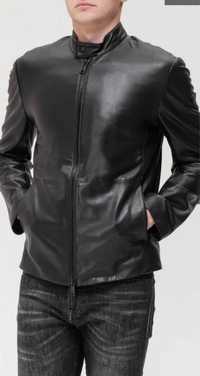 Черная кожаная куртка EMPORIO ARMANI