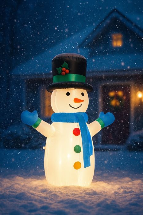 Bałwan Dmuchany LED 120cm | Samopompujący | Ozdoba 2025 | Hit Świąt! |