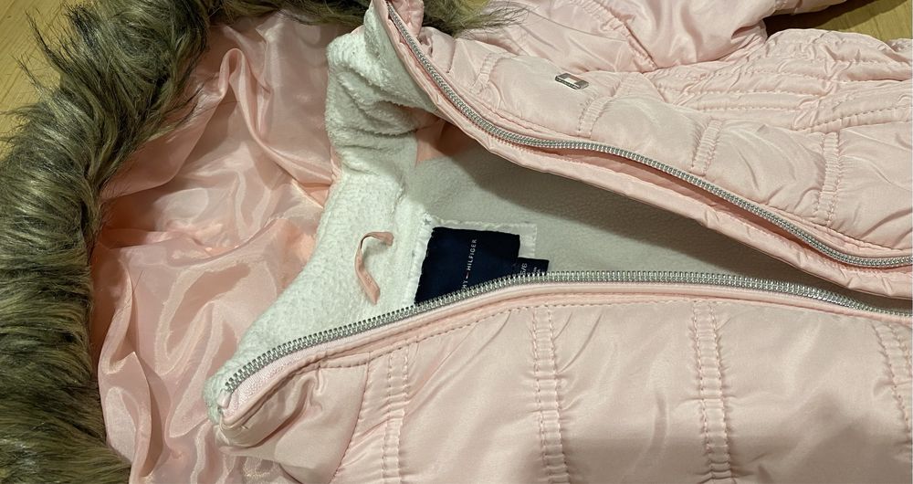 Różowa kurtka płaszcz zimowy Tommy Hilfiger XS 5/6 rozm. 110 / 116
