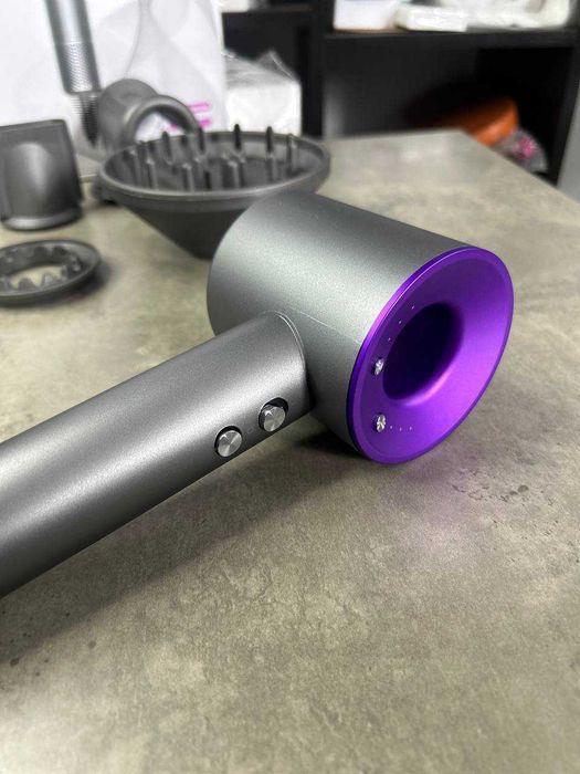 Super Hair Dryer Dyson сірий з фіолетовим, 5 насадок, іонізація