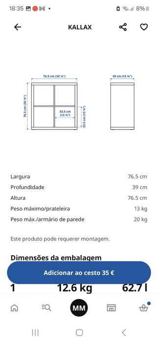 Estante kallax preta 4 nichos