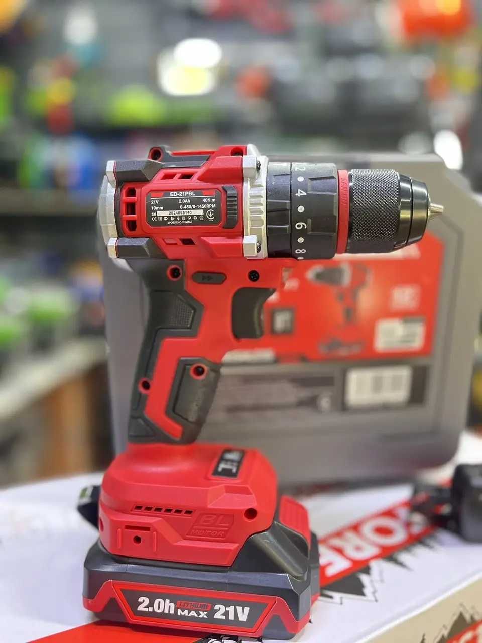 Мощный шуруповерт бесщеточный УДАРНЫЙ EDON 21В/2шт аккум Makita 2Ah/ЗУ