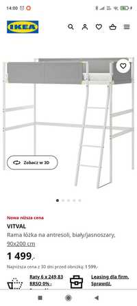 Sprzedam łóżko IKEA na antresoli