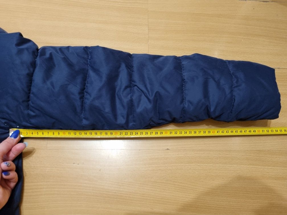 Długa gruba damska granatowa kurtka zimowa z kieszeniami 3XL roz 46