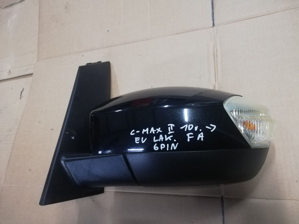 Lusterko zewnętrzne lewe Ford C-max mk2 II 6 PIN Europa FA czarne kpl