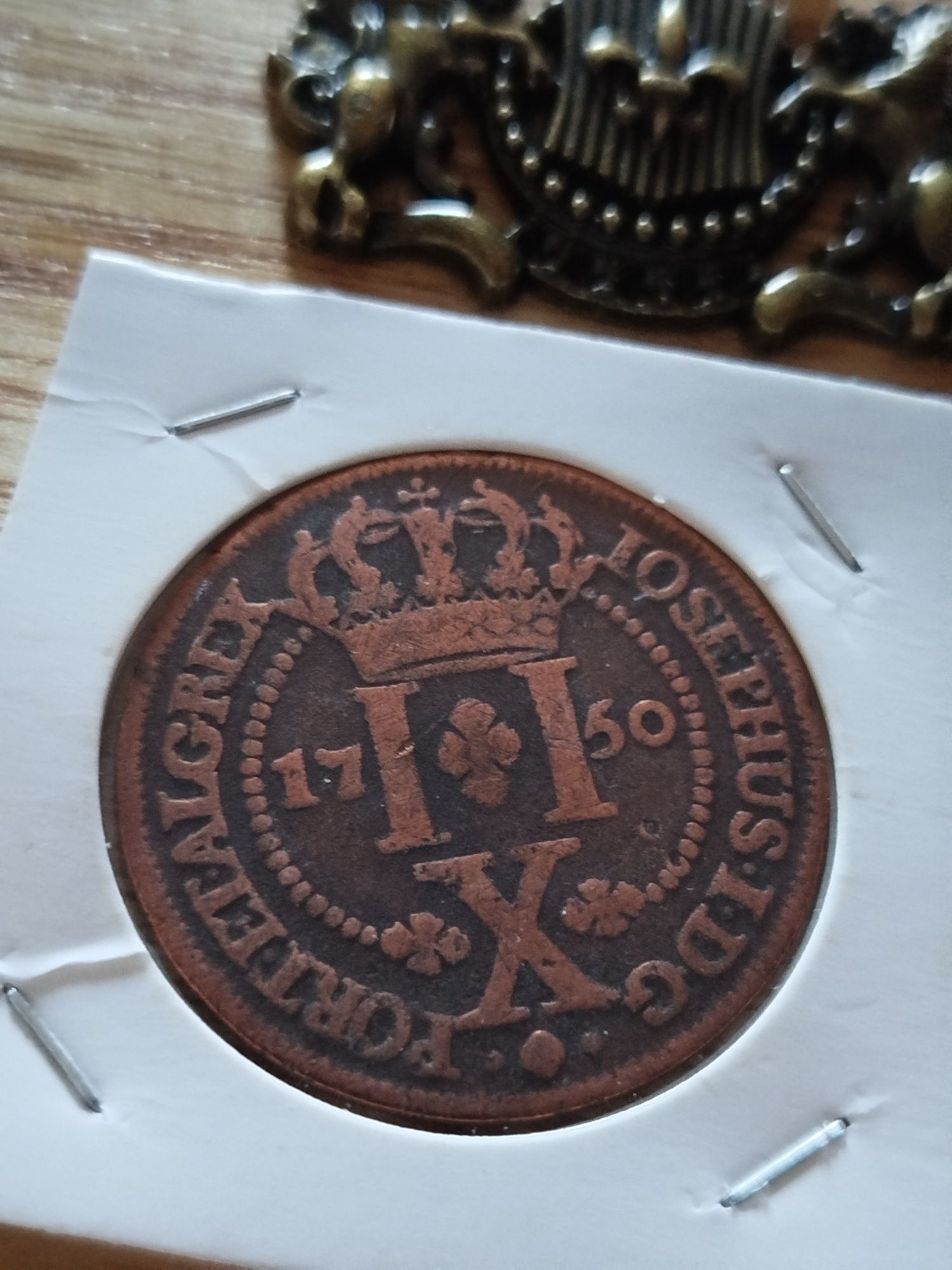 Moeda de 10 Reis 1750 Rei D José I em Cobre Monarquia