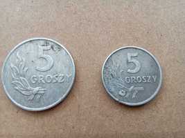 rzadkie 5gr alu z czasow prl w zestawie z popularna wtedy moneta