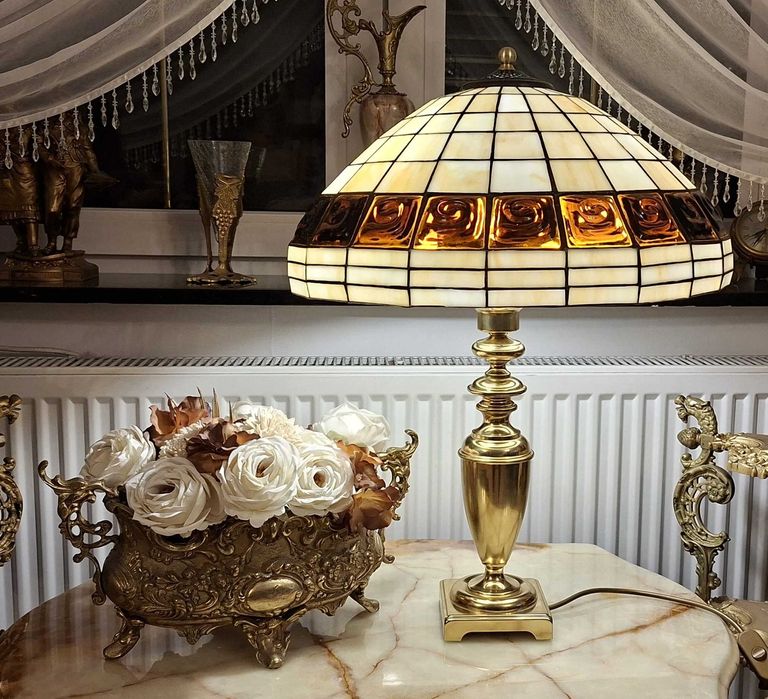 Piękna lampa witrażowa (Tiffany) wys.64cm, śred.47cm-stan idealny