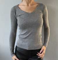 Pull&Bear  sweter  w serek  szary  wiskoza  S 36