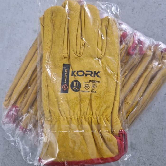 Rekawice robocze mocne skórzane ocieplane  Kork rpz 11