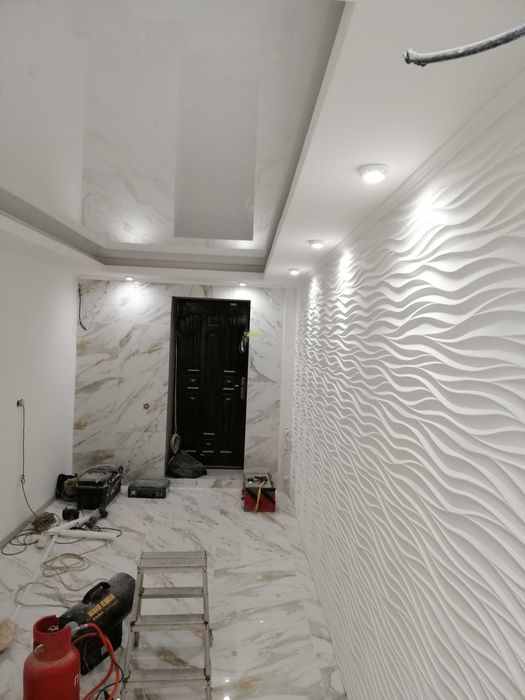 Шпаклювання стін, потоків. Фарбування. Поклейка скло полотна, шпалер.