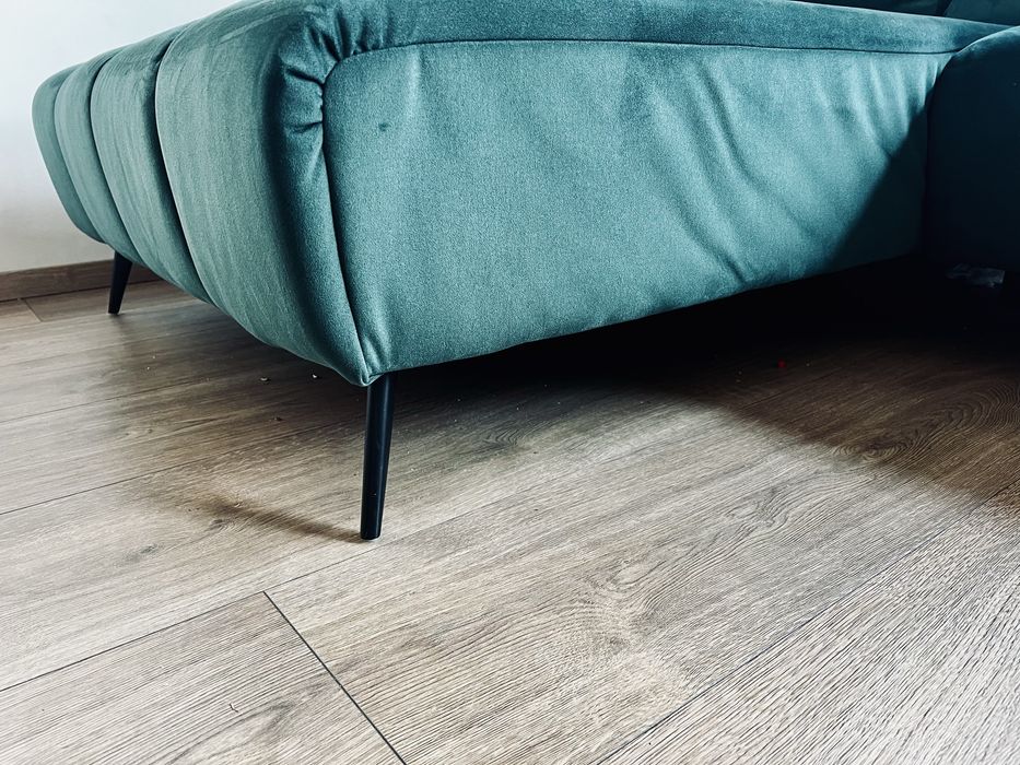 Narożnik butelkowa zieleń VELVET NEW lewy