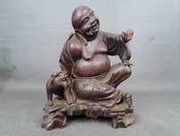 Wesoły Budda, rzeźba drewniana, wys. 24 cm