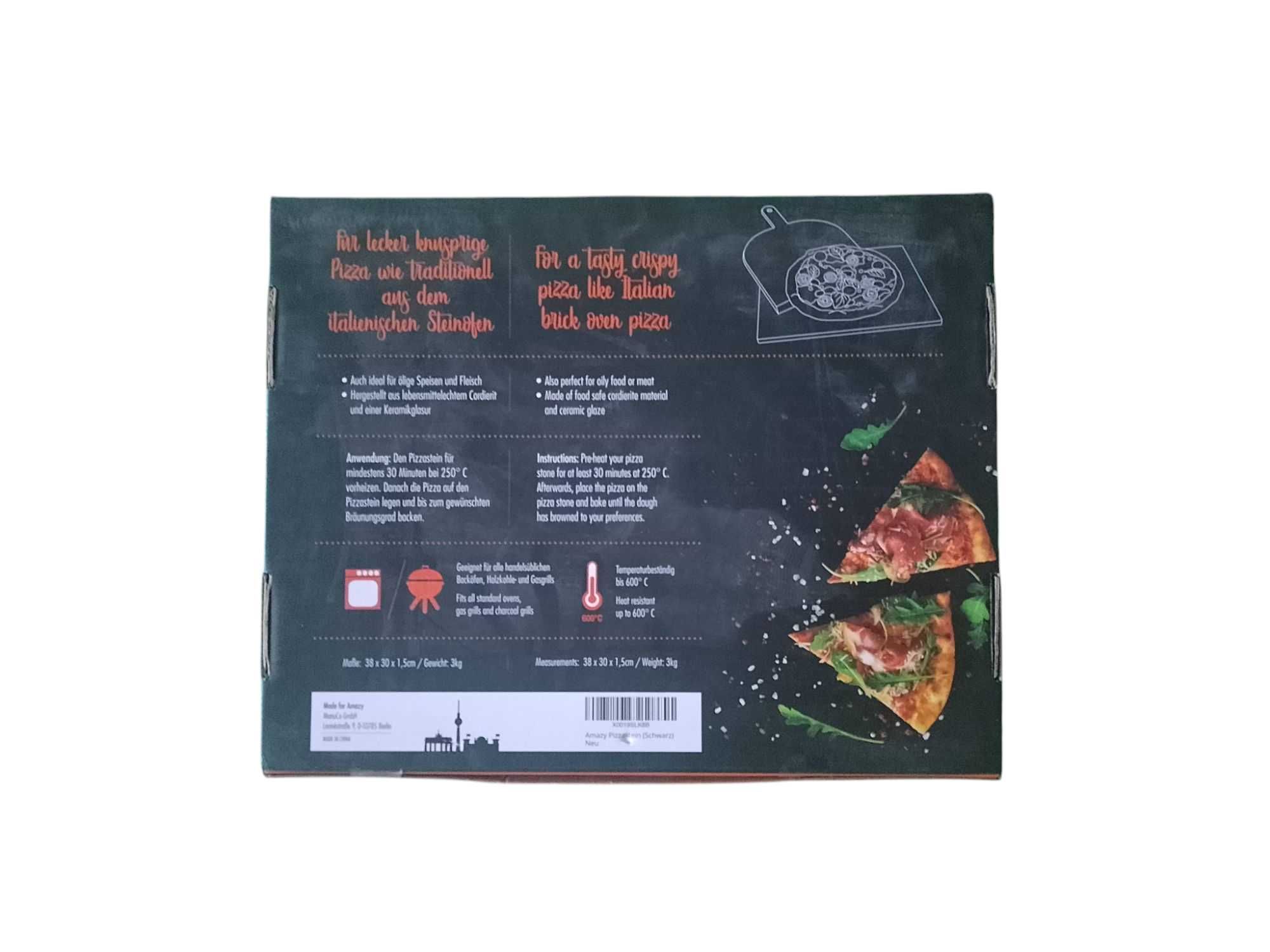 Kamień do pieczenia pizzy, chleba + deska 600° 30x38x1,5cm