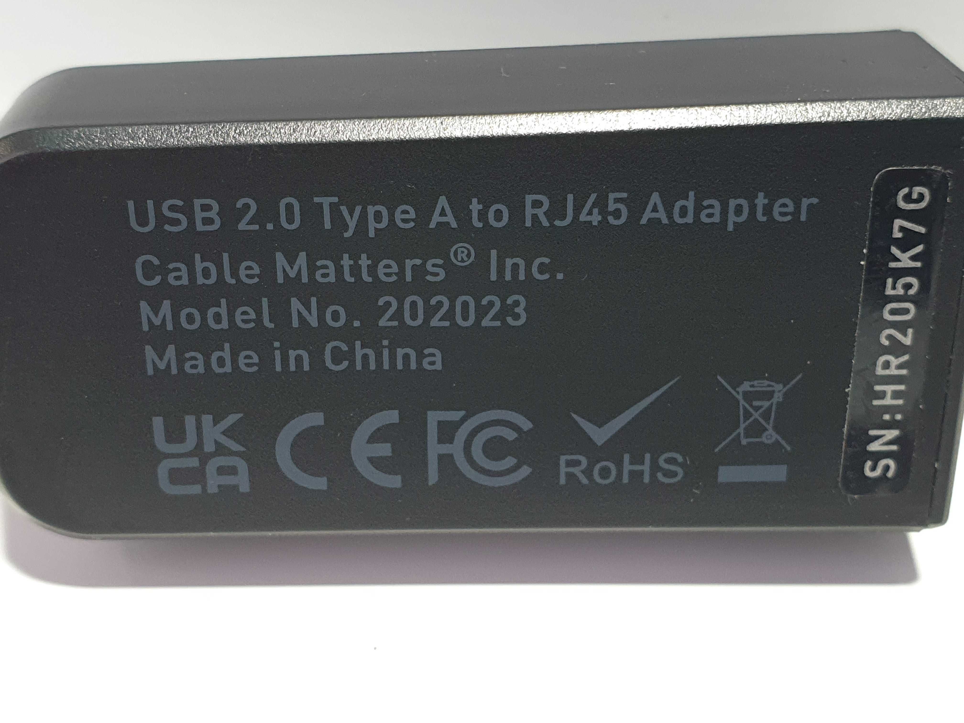 адаптер USB 2.0 to RJ45 Fast Ethernet 10/100 Мбіт/с Cable Matters