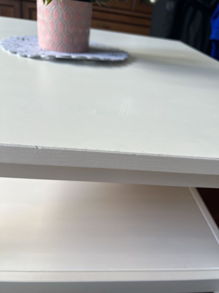 HEMNES Stolik kawowy, biała bejca 90x90cm