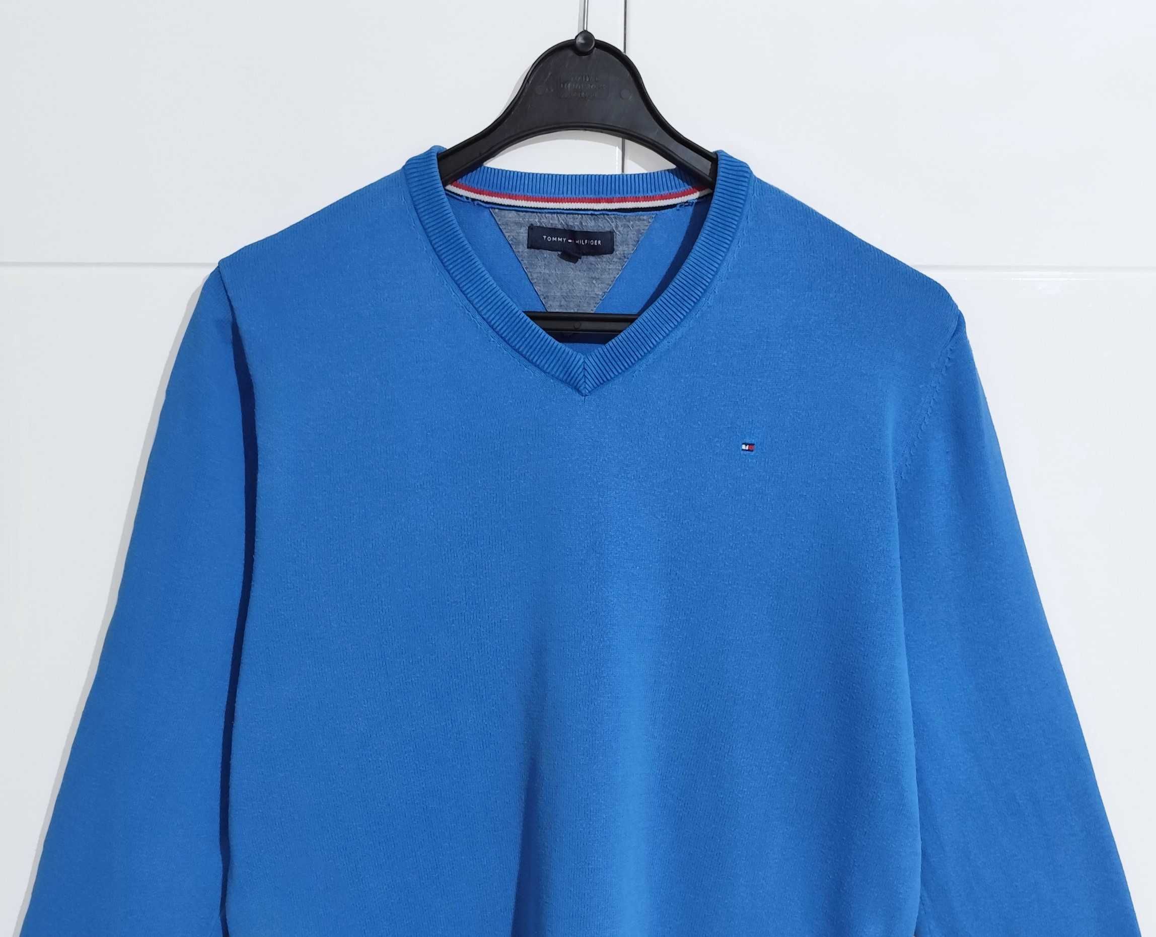 Męski Sweterek Bawełniany Niebieski Tommy Hilfiger |R. 176/S