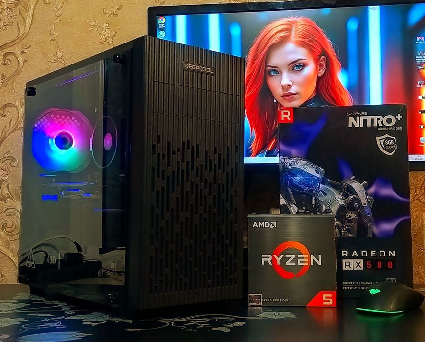 RX580 8gb/ Ryzen 5 2600/ 16Gb DDR4 ігровий комп'ютер AMD AM4