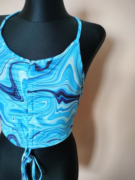 Niebieski crop top letni S