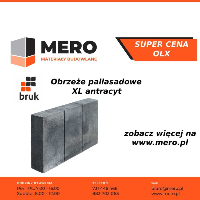 Bruk Obrzeże palisadowe XL 8x28x50,6 antracyt popielaty