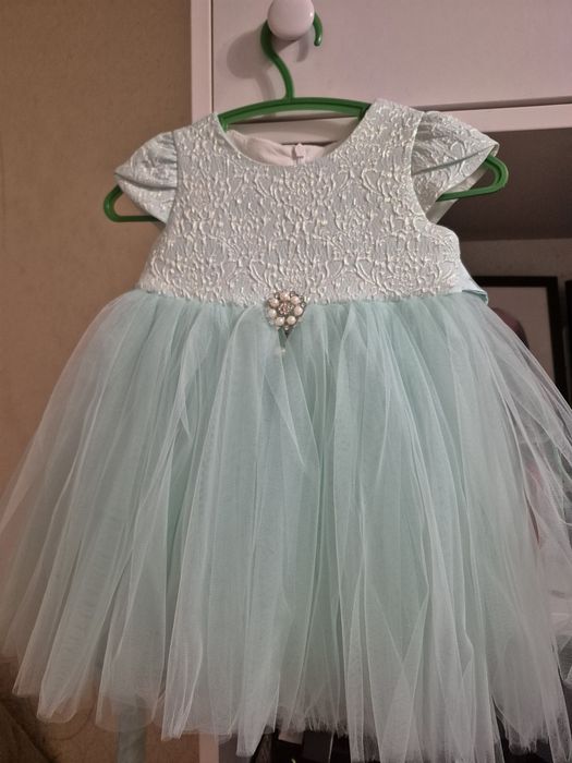 Пишна святкова сукня на дівчинку 86, бірюзова, 1,5 рочки, платье,