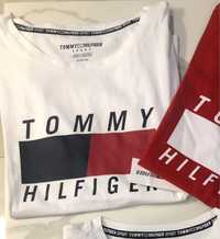 Tommy Hilfiger biały t-shirt koszulka top bawełniany S Premium