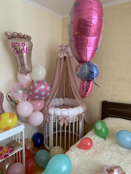 Дитяче овальне ліжечко Royal Sleep 9 в 1 бортики балдахін