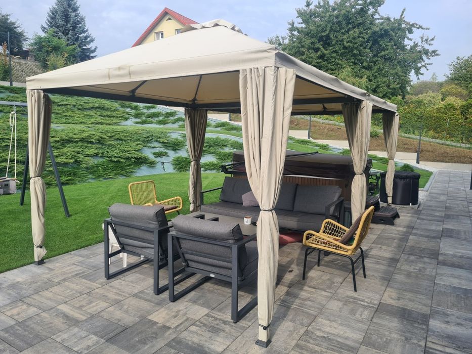 Ikea HIMMELSÖ Altanka z zasłonami i siatką, szarobeżowy, antracyt