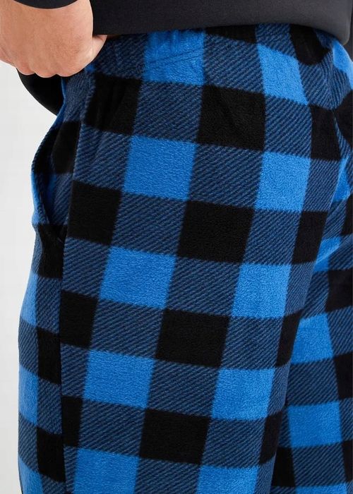 B.P.C spodnie do spania męskie polarowe w kratę XXL.