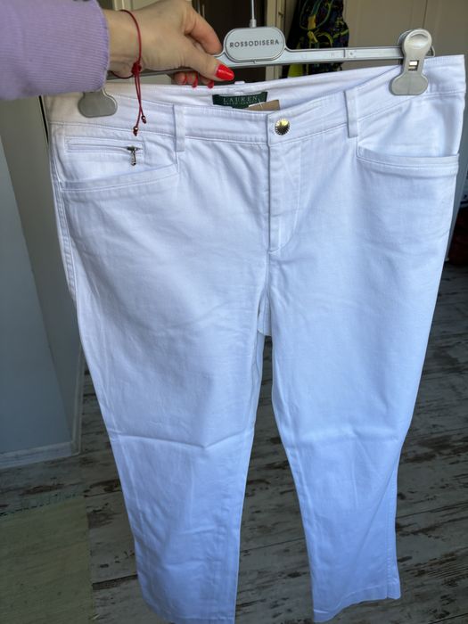 Ralph Lauren biale spodnie chinosy chinos eleganckie bawelna