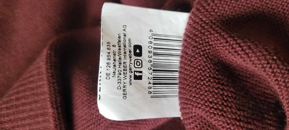Burgundowy sweter bawełna prosty Gerry Weber, r 42/44