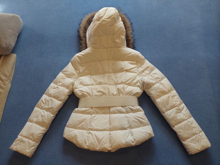 Kurtka biała zimowa puchowa używana jako narciarska Bogner