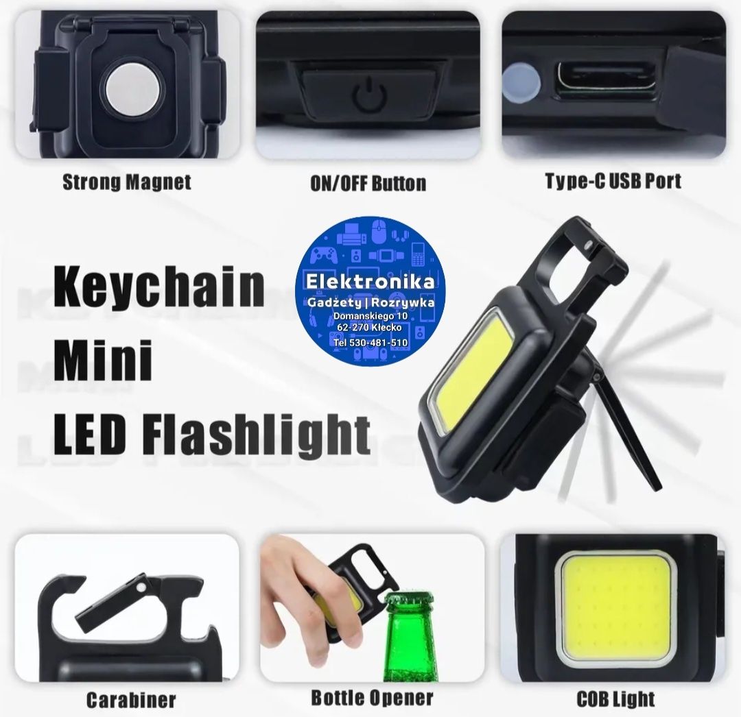 Latarka Led COB Mini otwieracz