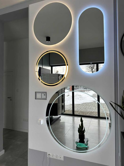Lustro okrągłe LOFT LED kryształowe srebrne szlifowane na KAŻDY WYMIAR
