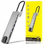 HUB USB C 3.0 8W1 adapter przejściówka port HDMI 4K karta SD LAN