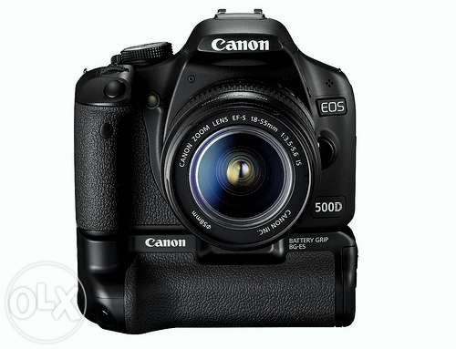 Canon d500 + lente 15-55mm + lente 55-250mm + grip + flash externo