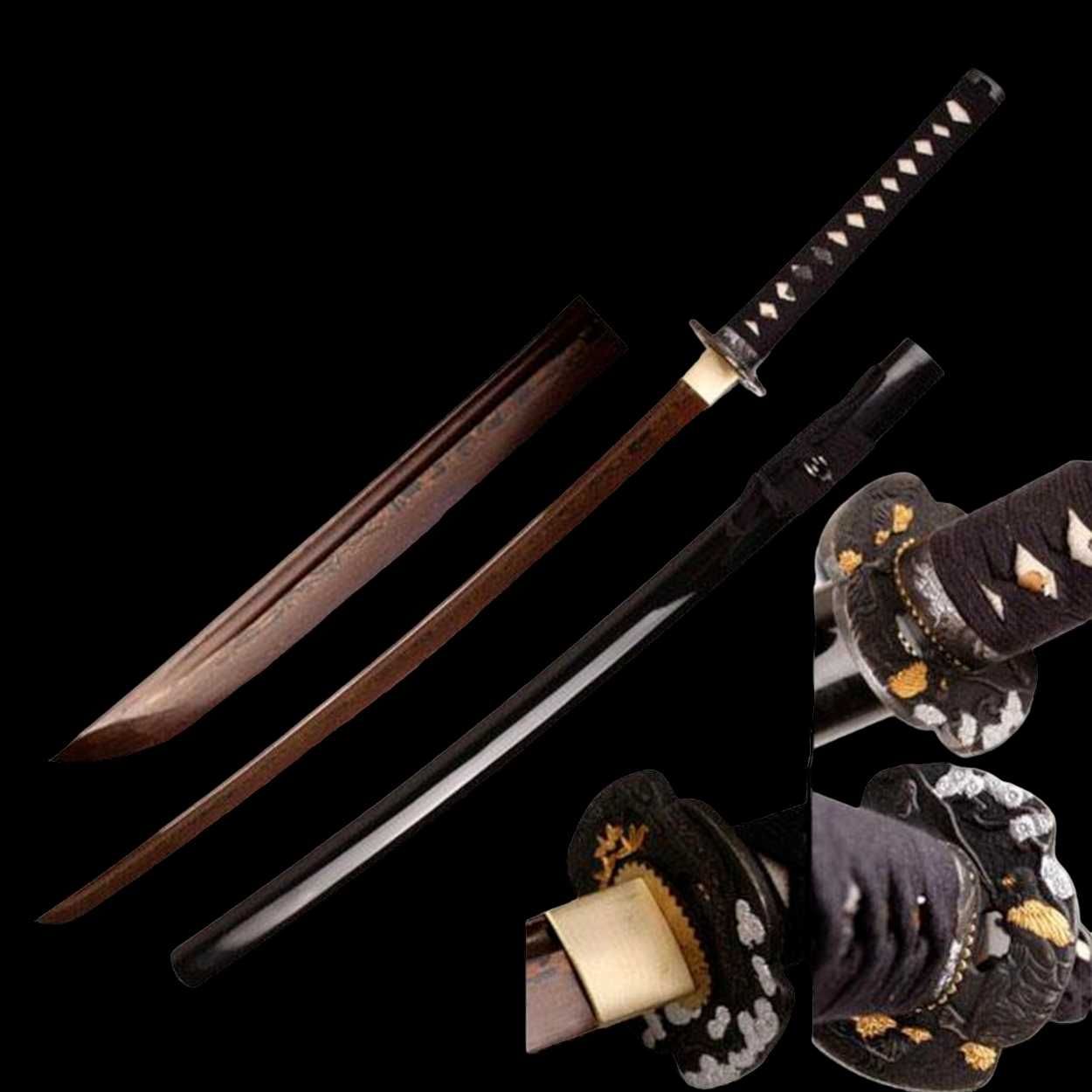 wspaniała katana O Nietypowym OSTRZU - DAMAST + STOJAK TR-026