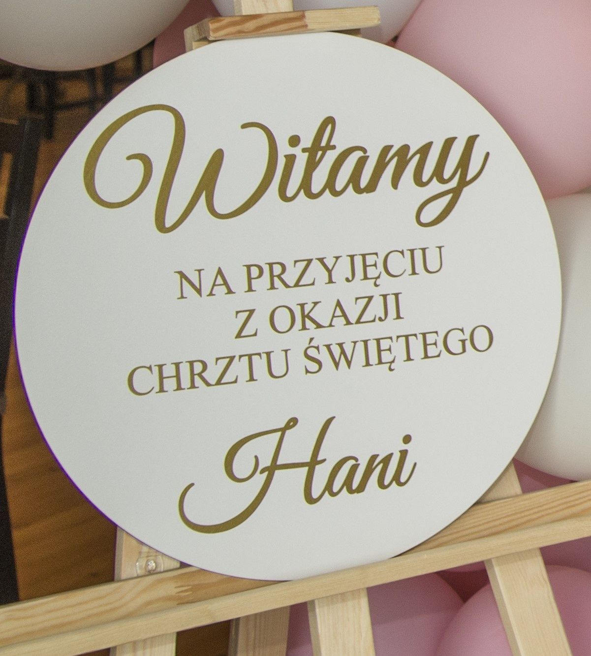 Tablica Powitalna Koło 40 cm Chrzest Święty Hani